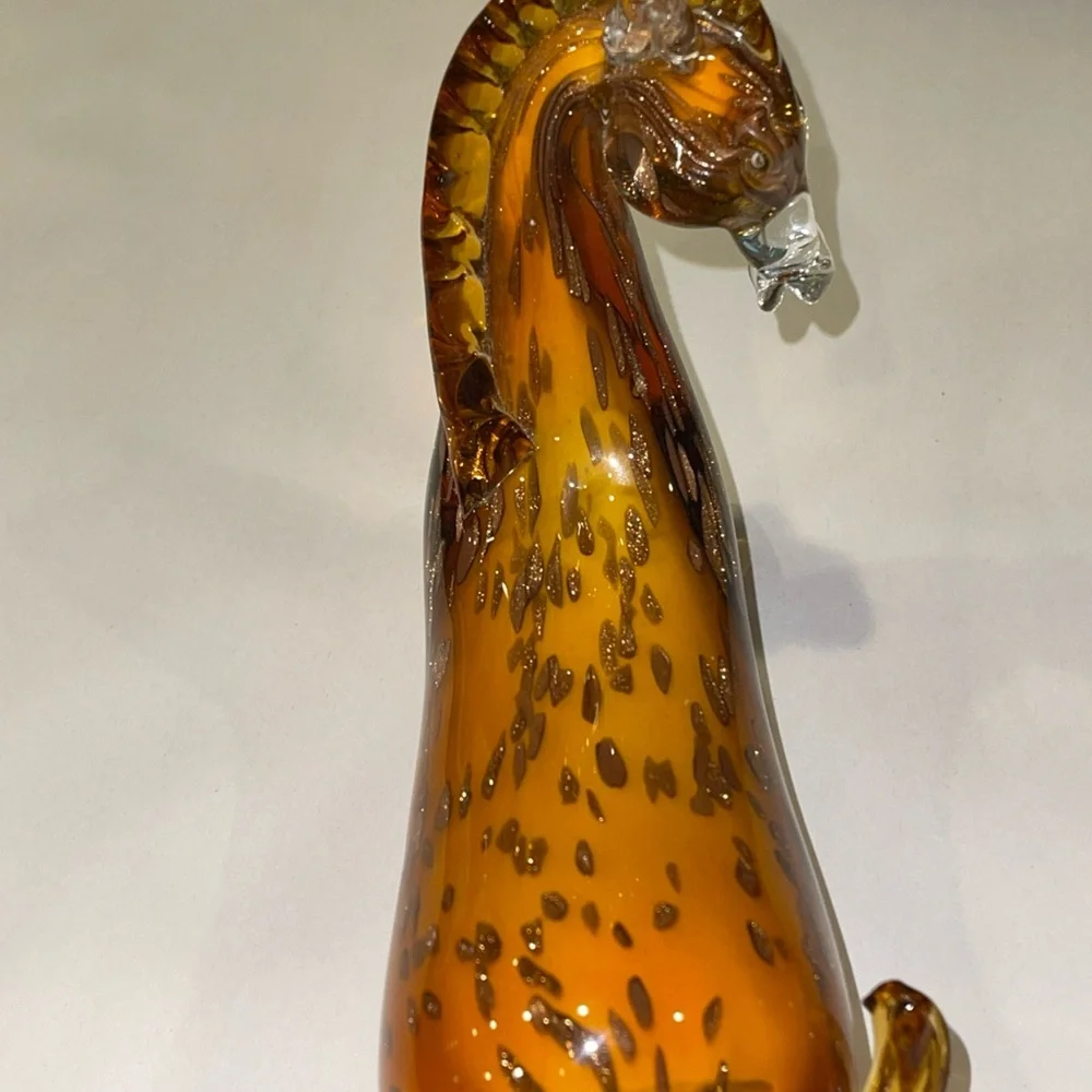 Vintage Murano Hand-Blown Amber gold Glass Young Horse Heavy Equestrian Glass - Picture 4 of 10